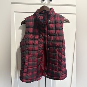 GAP Red and Black Checkered Puffer Vest